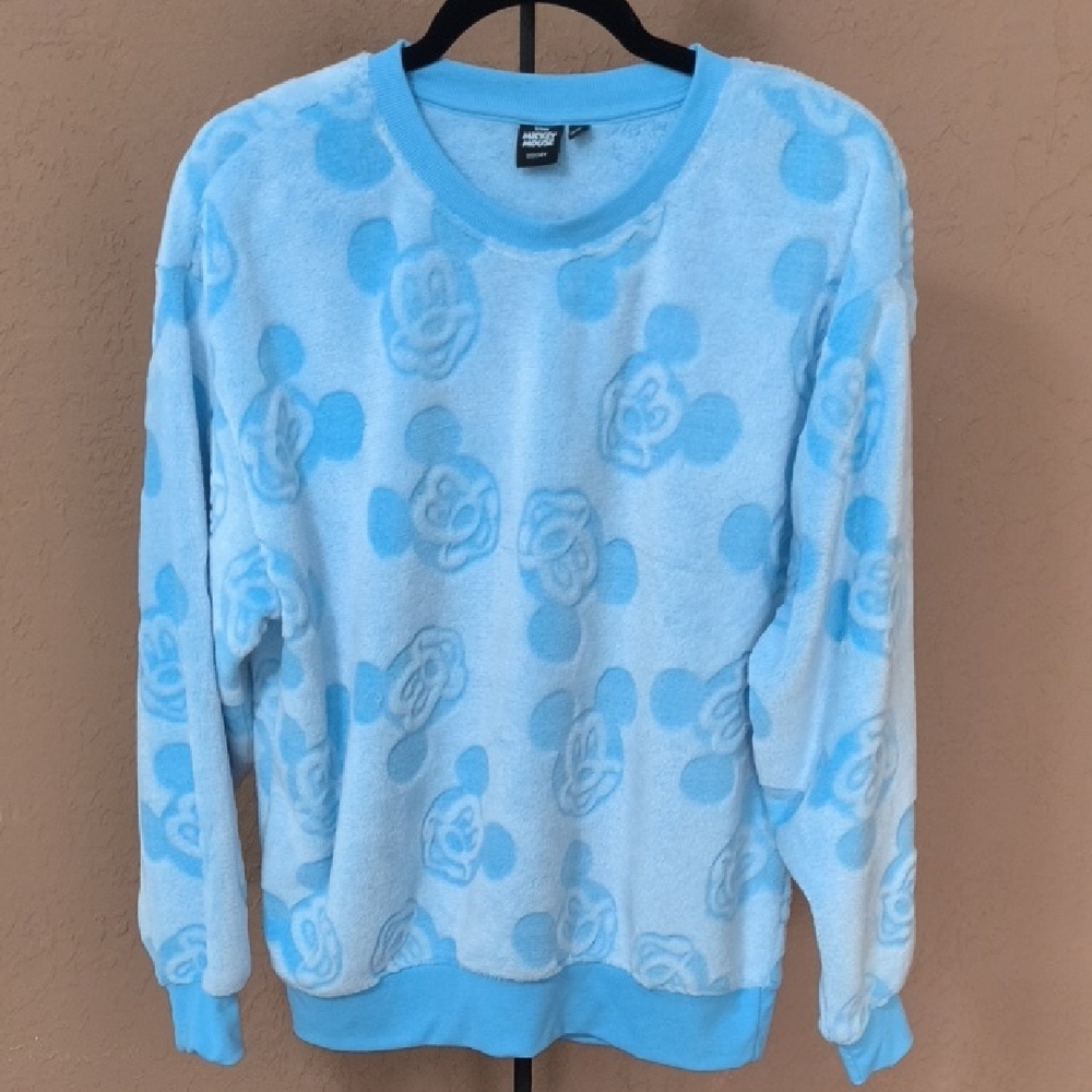 Disney Mickey Mouse Sherpa Fleece Pullover Light Blue Size Large